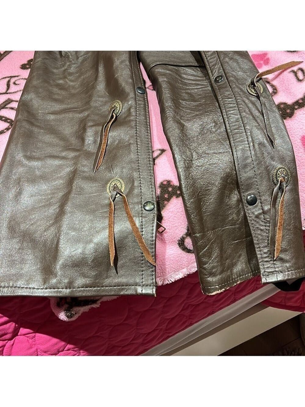 Leather Riding Chaps Custom Purple Chocolate Brown - Picture 8 of 8
